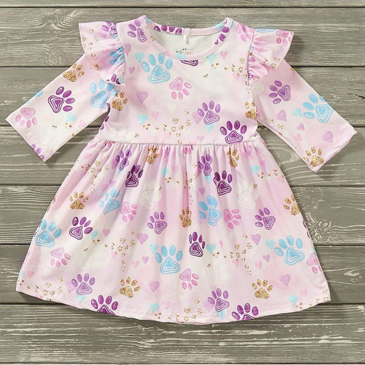 P&L Paw Prints Girl Infant Dress