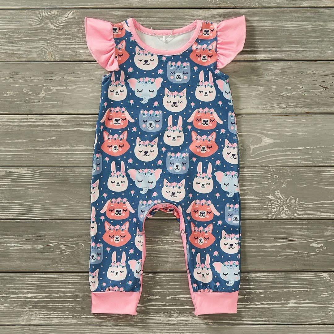 P&L Animal Floral Girl Infant Romper