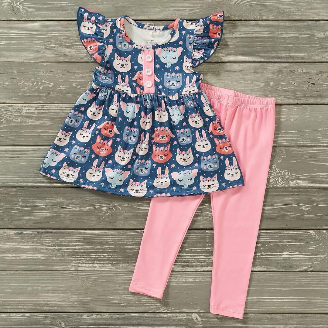 P&L Animal Floral Girl 2 Piece Set