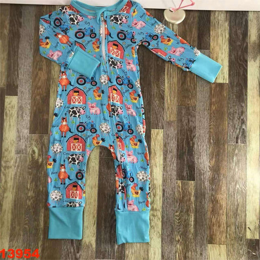 Blue Farm Bamboo Onesie